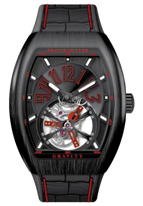 Best FRANCK MULLER Vanguard Gravity Tourbillon Brushed Black Titanium - Red V 41 T GRAVITY CS NR BR (ER) (TT) (NR NR RGE) Replica Watch